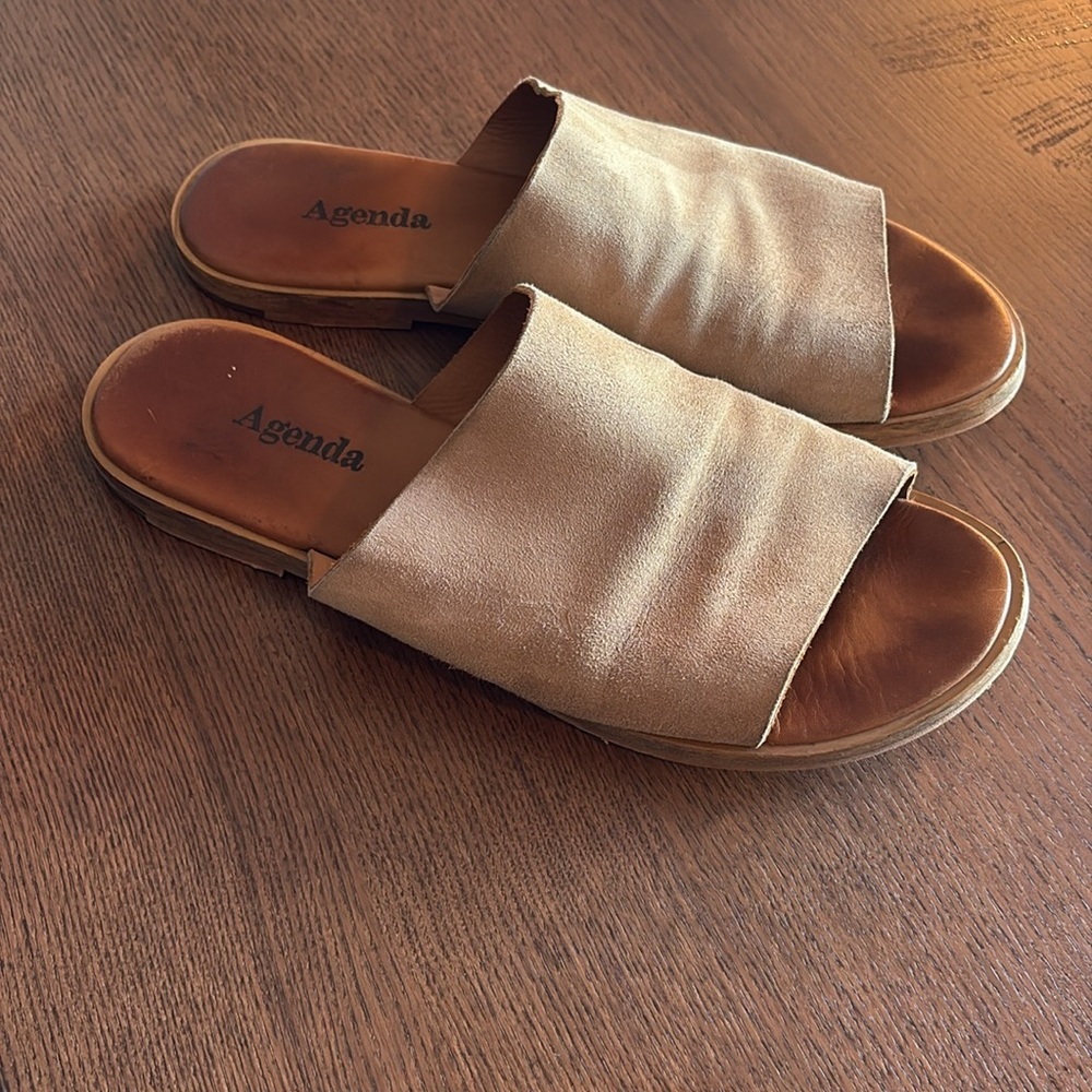 AGENDA - Women's Tan Suede Slide Sandals - Picture 2 of 7